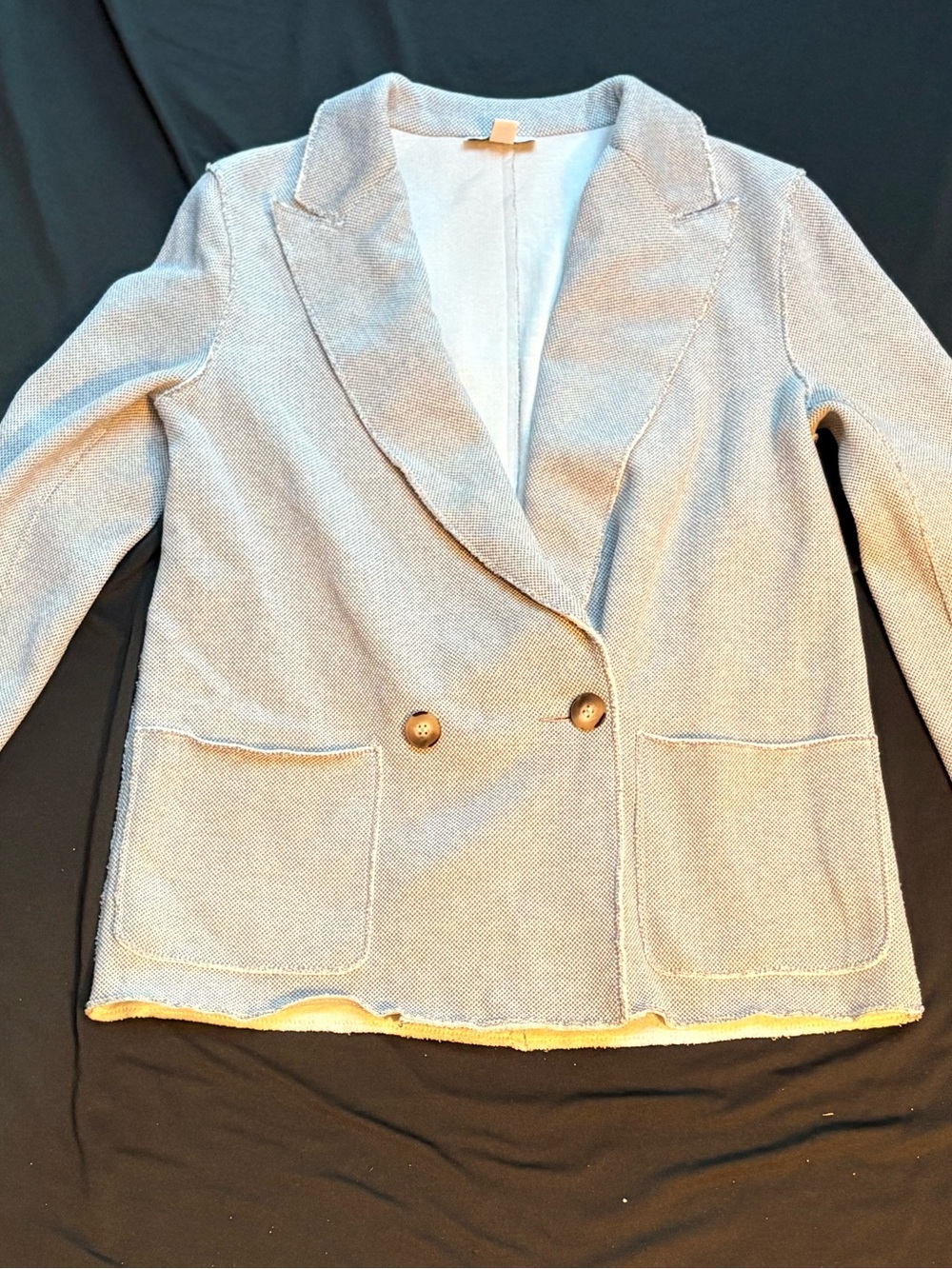 Topshop Raw Edge Double Knit Blazer In Grey Double breasted Notch Size 2
